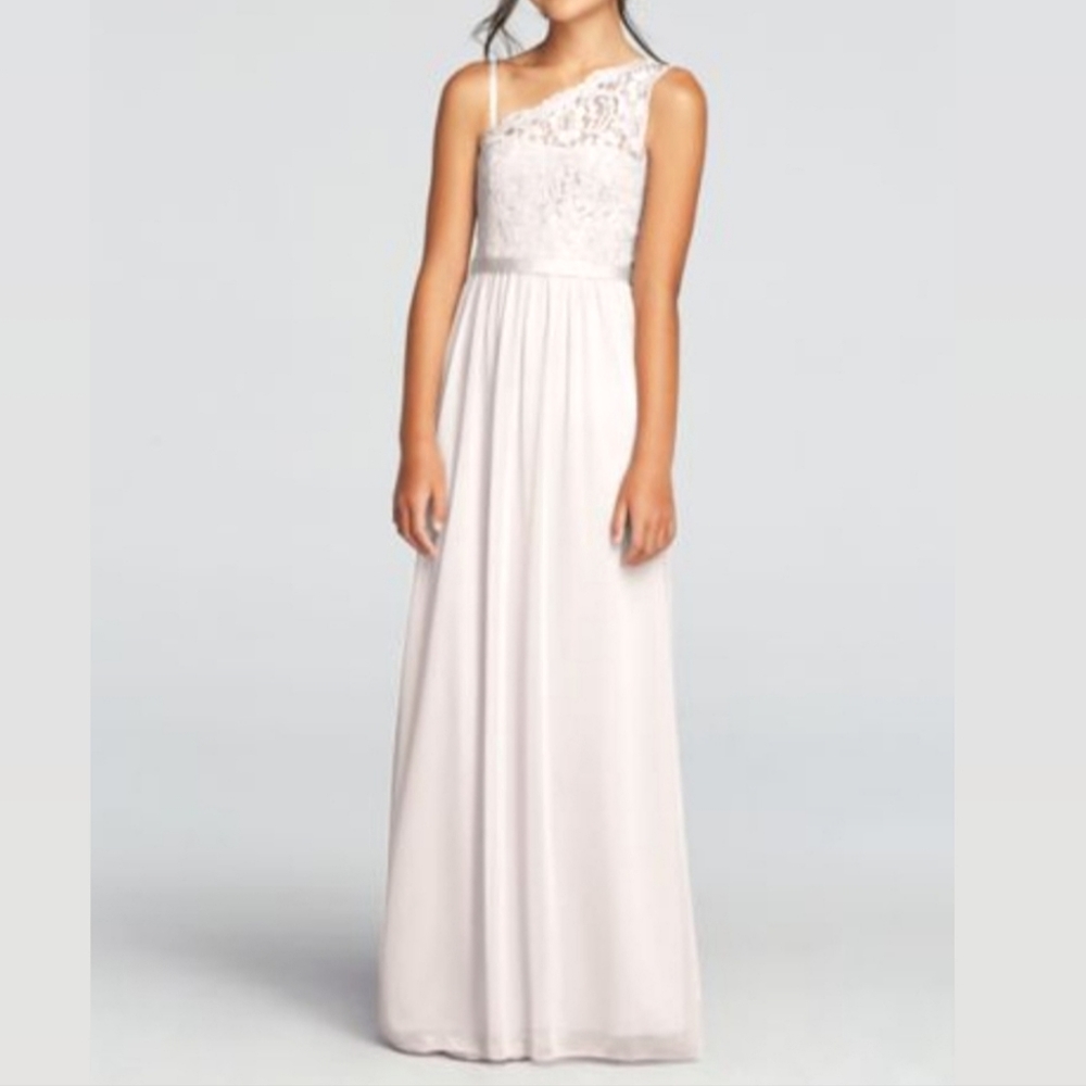 One One Shoulder Long Lace Bodice Dress